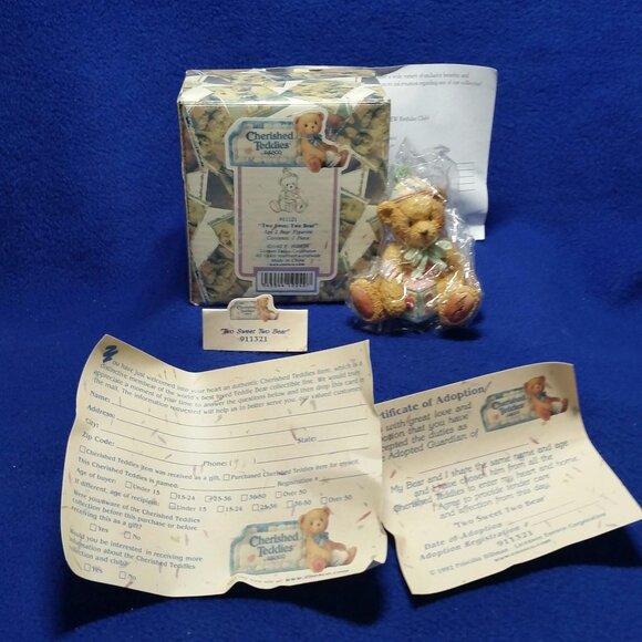 Cherished Teddies Two Sweet Two Bear Figurine Enesco 911321 2nd Birthday Age 2 - Picture 1 of 10